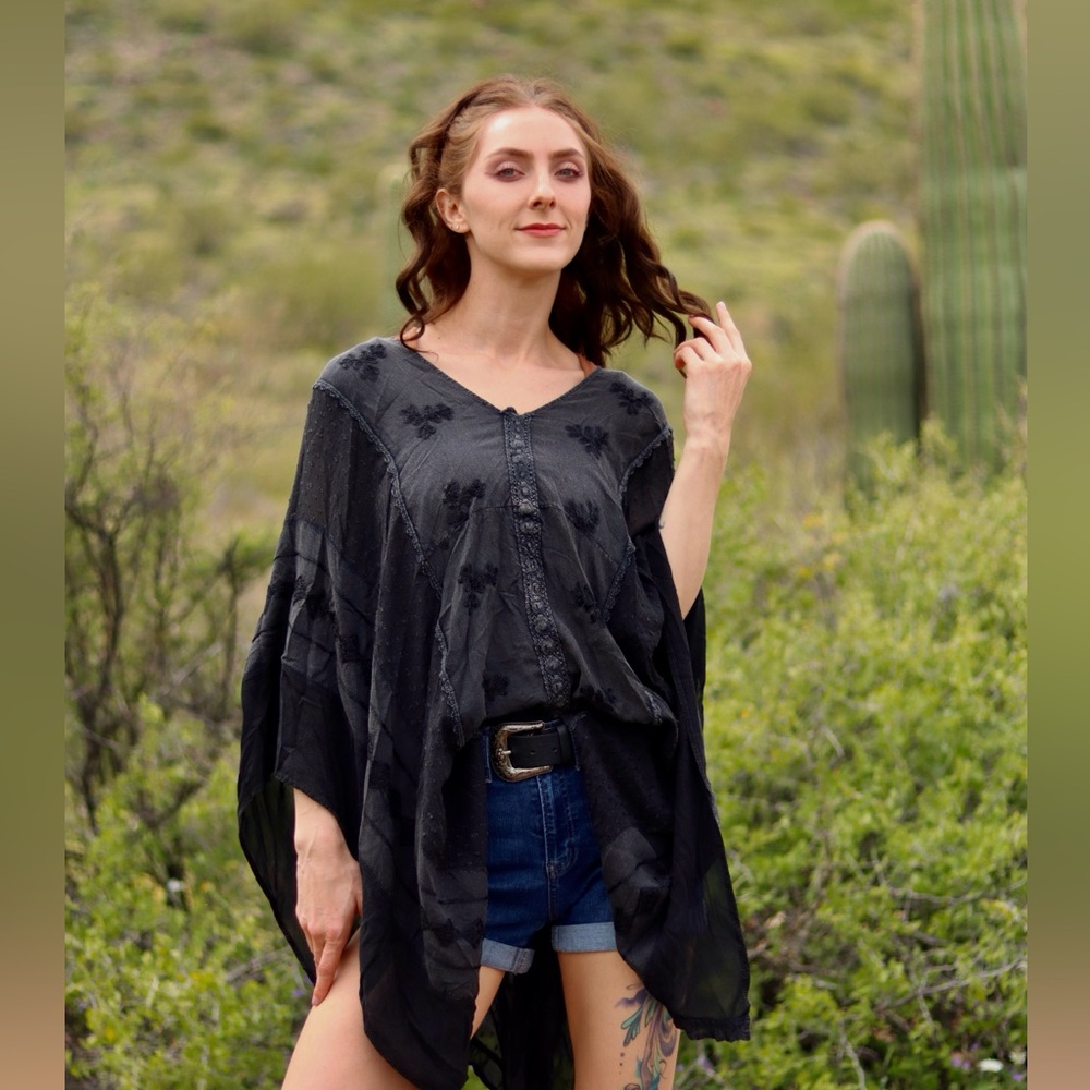 Young Threads black poncho